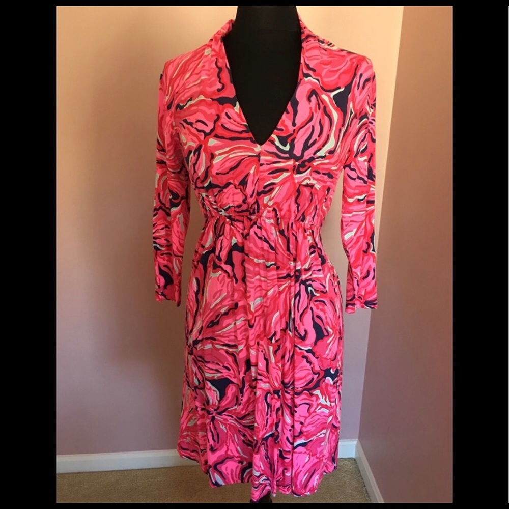 NWOT Lilly Pulitzer Hot Pink Print Stretch Dress M